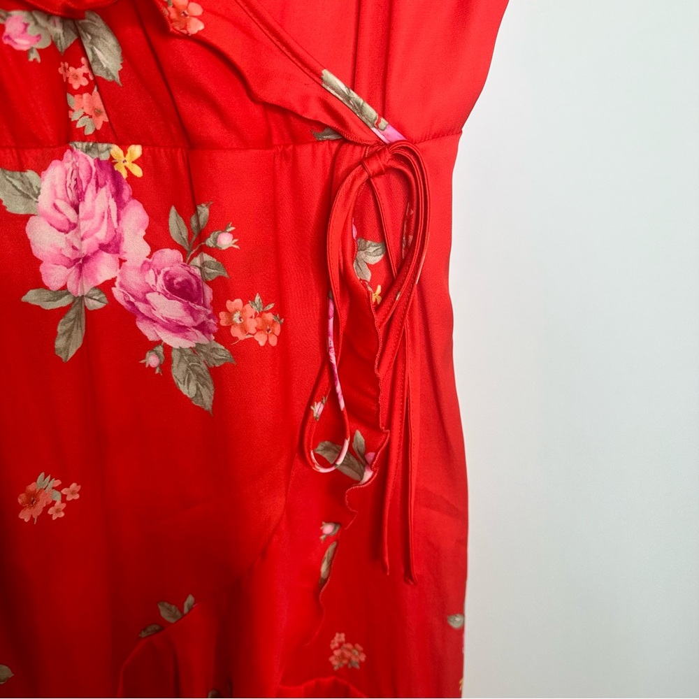 NWT Altar’d State Red Floral Faux Wrap Midi Dress - Picture 7 of 10